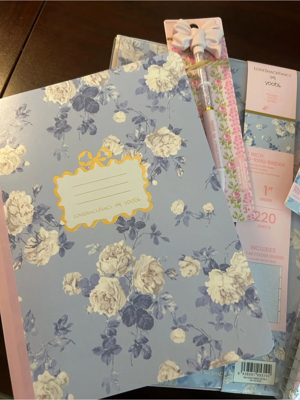 LoveShackFancy Blue and Pink Floral Notebooks & Pens Set -NWT